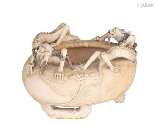 A rare South East Asian ivory phantasy jar in the …