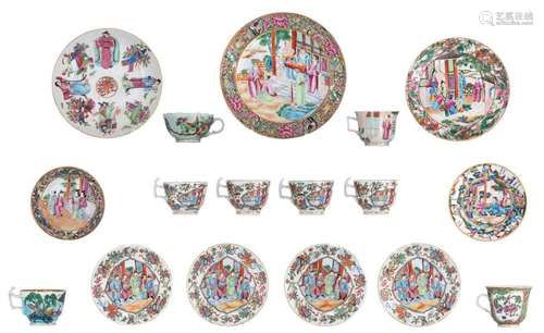 Six Chinese export porcelain Canton teacups and ma…