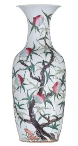 A Chinese famille rose 'Nine Peaches' vase, decora…