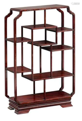 A fine Chinese rosewood stepped display cabinet, H…