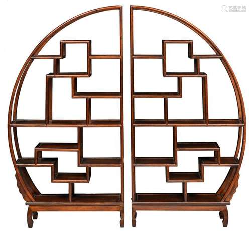 A Chinese mahogany circular display cabinet, H 173…