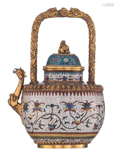 A Chinese cloisonné enamel and gilt bronze ewer an…