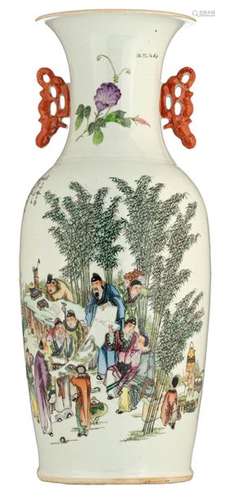 A Chinese Qianjiang cai vase with double decoratio…