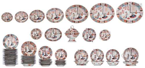 A Japanese Arita Imari assembled dinner service, t…