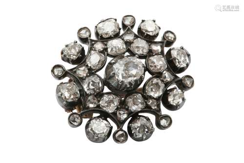 A diamond cluster brooch, 19th century