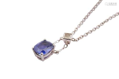 A sapphire and diamond pendant necklace