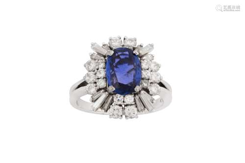 A sapphire and diamond dress ring, circa 1965