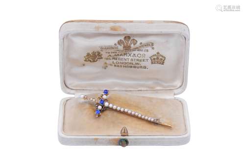 A sapphire and diamond sword brooch, circa 1900