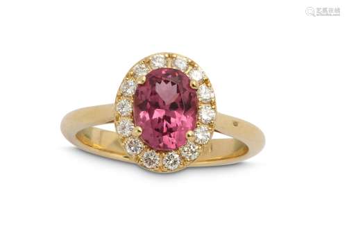 A garnet and diamond cluster ring