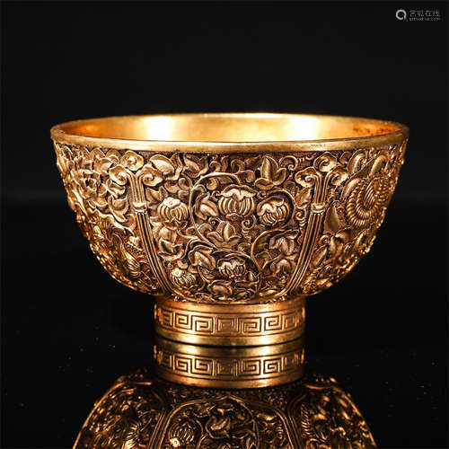 gild cooper floral pattern bowl