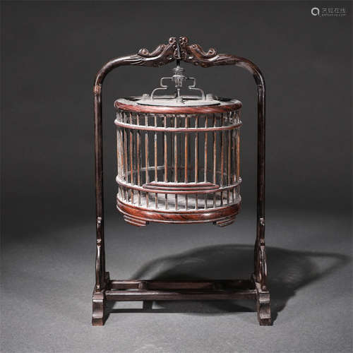 A ebony bird cage set