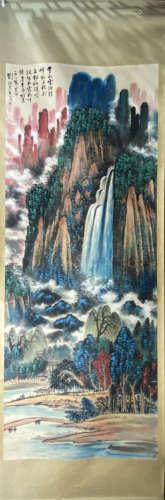 Liu-Haisu mark landscape scroll