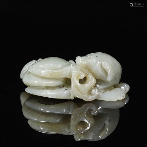 Hetian jade lions ornament