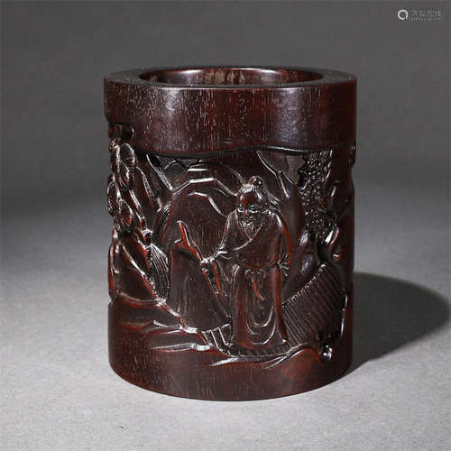 Old Rosewood carved pen holder