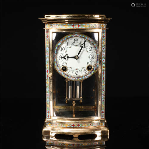 18 century cloisonne gild mechanical clock