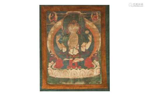 A TIBETAN THANGKA OF AVALOKITESHVARA.