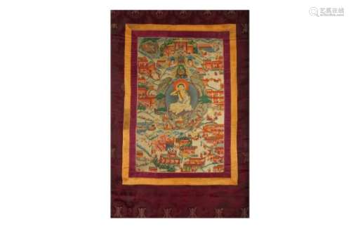 A TIBETAN THANGKA OF MILAREPA.