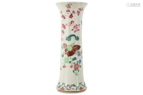 A CHINESE FAMILLE ROSE VASE, GU.