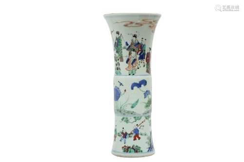 A CHINESE FAMILLE VERTE FIGURATIVE VASE, GU.