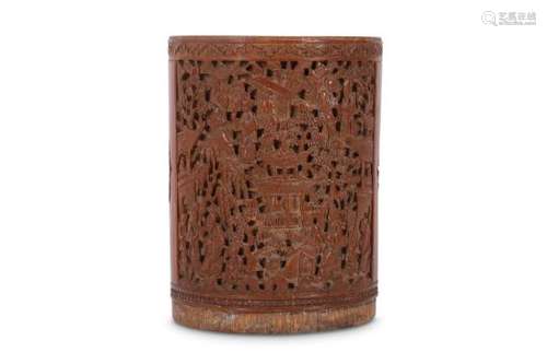 A CHINESE CARVED BAMBOO BRUSHPOT, BITONG.