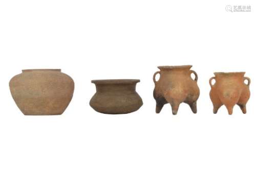 FOUR CHINESE EARLY POTTERY VESSELS.