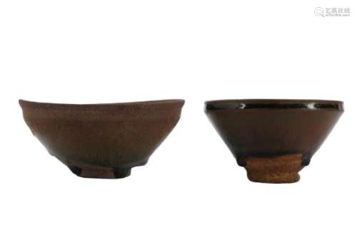 TWO CHINESE JIAN WARE TEABOWLS.