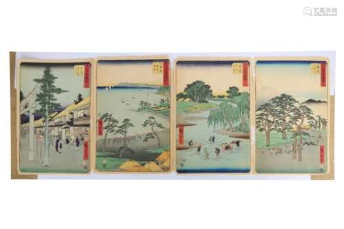 FOUR WOODBLOCK PRINTS BY HIROSHIGE.