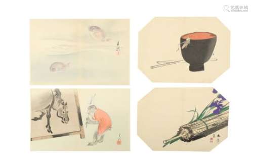 A COLLECTION OF WOODBLOCK PRINTS BY GEKKO, GYOKUSHO, ZESHIN AND OTHERS.