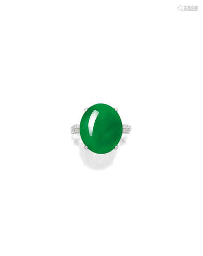 A JADEITE AND DIAMOND RING