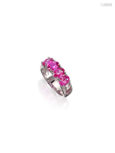 A PINK SAPPHIRE FIVE-STONE RING