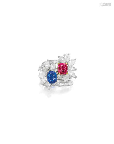 A GROUP OF DIAMOND, RUBY AND SAPPHIRE JEWELLERY (4)