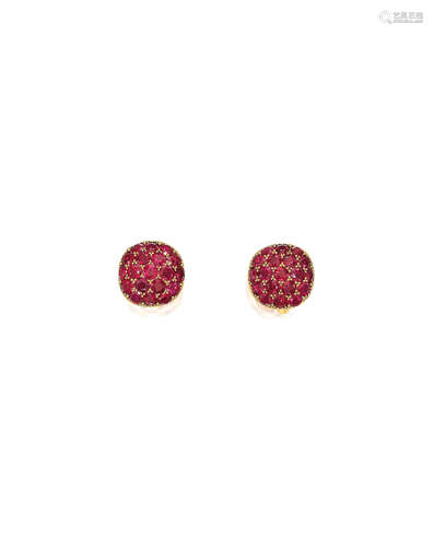 A PAIR OF RUBY EARCLIPS