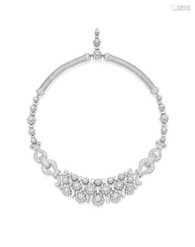 A PLATINUM AND DIAMOND NECKLACE, MAUBOUSSIN, 1949