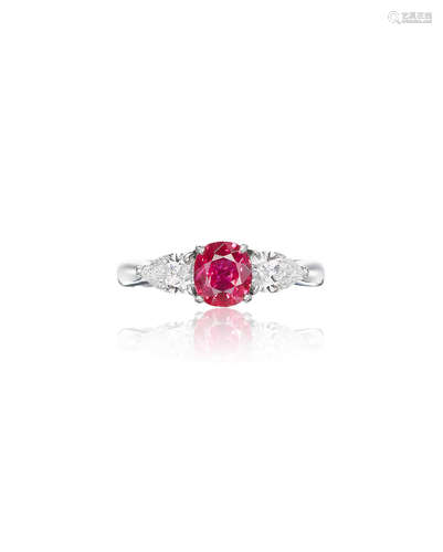 A RUBY AND DIAMOND RING