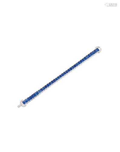 A SAPPHIRE AND DIAMOND BRACELET