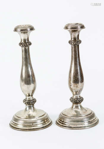 Pair of Vienna silver candle sticks