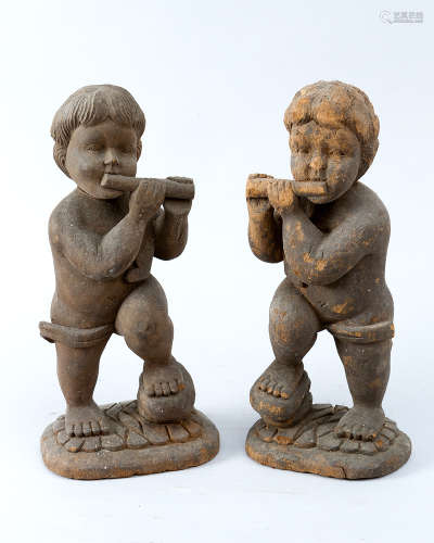 Pair of flute playing angels
