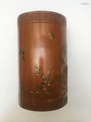 Bitong (pot à pinceaux) en bambou sculpté et décor…