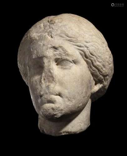 GREEK ATTIC MARBLE HEAD OF A WOMAN 4th century BC…