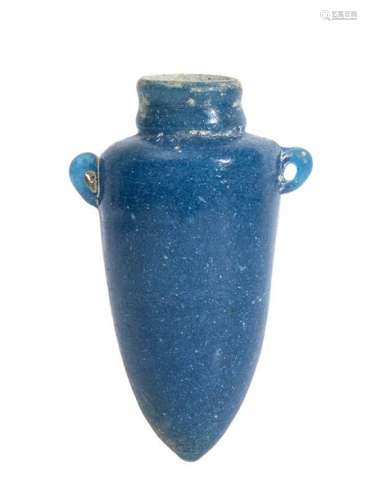EGYPTIAN TURQUOISE GLASS PASTE TORPEDO FLASK New …
