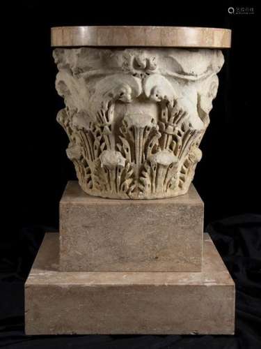 ROMAN MARBLE CORINTHIAN CAPITAL ADAPTED TO TABLE …