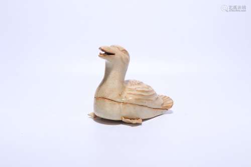 chinese hutian yao beige glazed duck-form censer