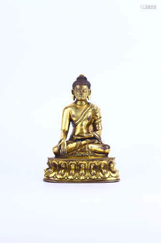 chinese gilt bronze figure of sakyamuni,qing dynasty