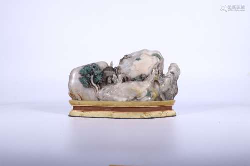 chinese soapstone landscape ornament,qing dynasty