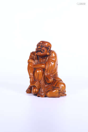 chinese boxwood carving of arhat,qing dynasty