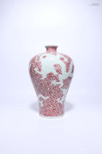chinese copper-red glazed porcelain meiping,qing dynasty