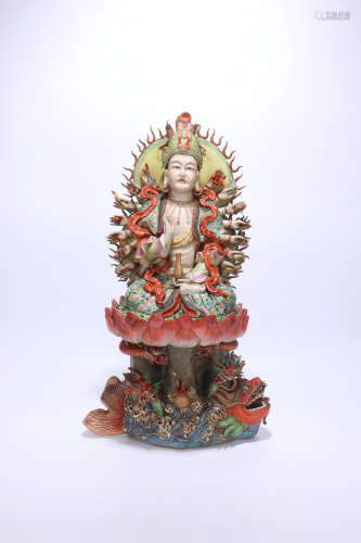 chinese famille rose porcelain thousand-hand guanyin,qing dynasty