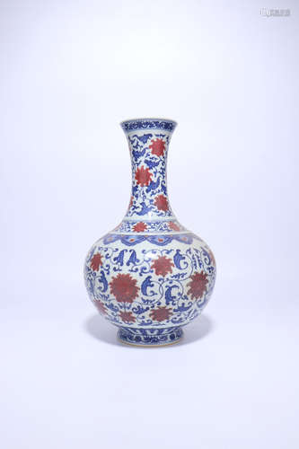 chinese underglaze red porcelain vase,qing dynasty