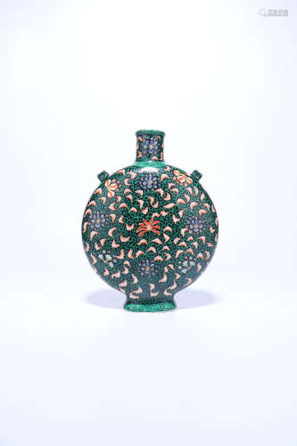 chinese green-ground porcelain moonflask,qing dynasty
