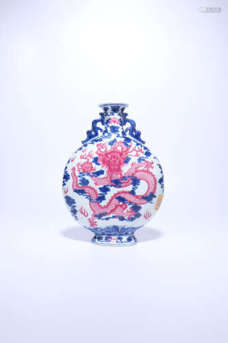 chinese underglaze-blue porcelain moonflask,qing dynasty